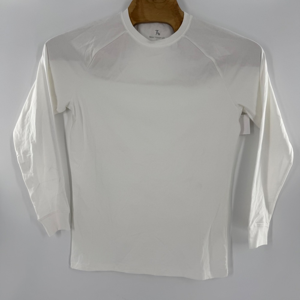 Tailored Athlete Mens Basic Long Sleeve T-Shirt White Raglan Athletic Fit L